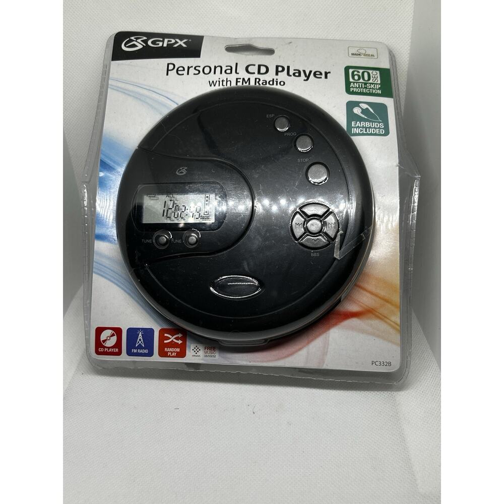 Retro GPX Personal CD Player with Skip Protection PC332B GPX PC332B SEALED